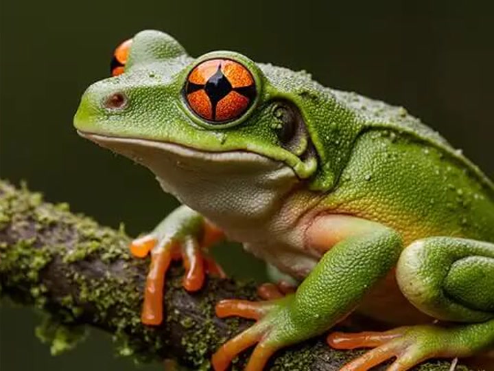 A vertical comparison line revealing a sharper frog photo